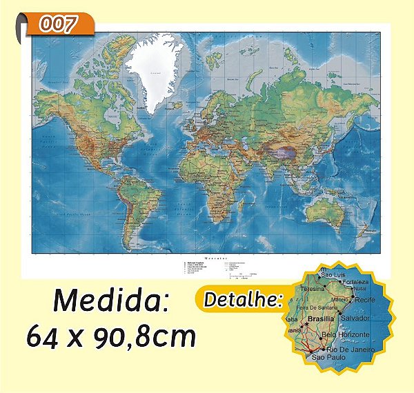 Mapa Mundi Em Painel De Lona Modelo 7 Micro Oficina