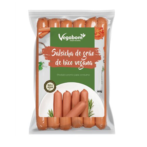 Salsicha de Grão de Bico Vegana 400g - Vegabom