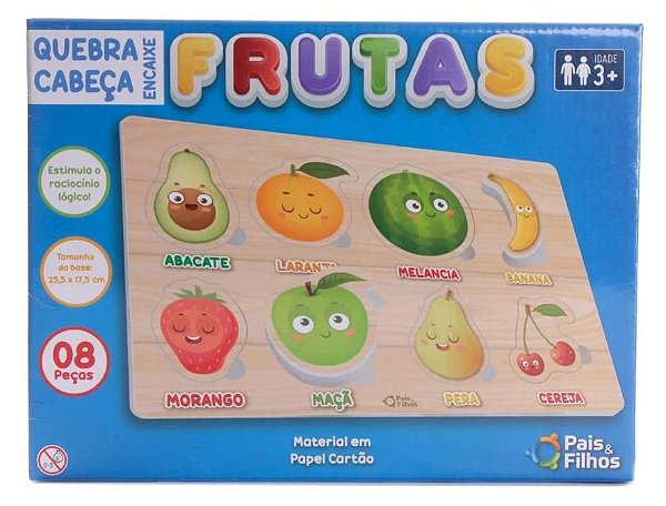 Quebra Cabeca 8 Pecas Infantil Encaixe Frutas