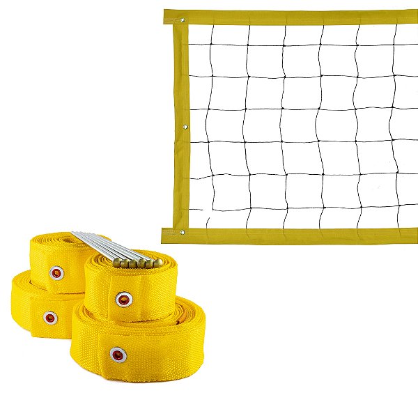 Kit Rede de Vôlei com Marcação Evo Sports 7 metros Amarelo
