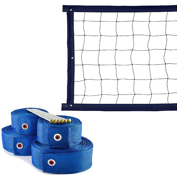 Kit Rede de Vôlei com Marcação Evo Sports 8 metros Azul