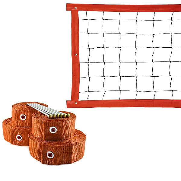 Kit Rede de Vôlei com Marcação Evo Sports 7 metros Laranja
