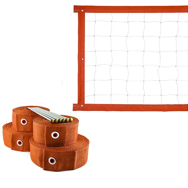 Kit Rede de Vôlei com Marcação Evo Sports 8 metros Laranja