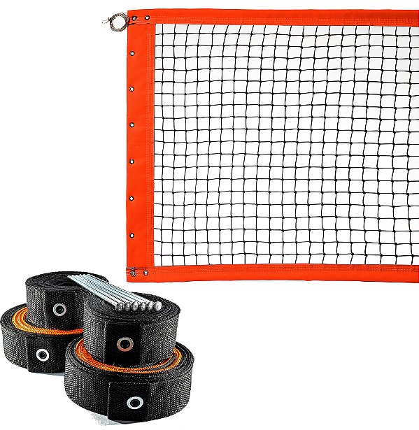 Kit Beach Tennis Simples 6,5 metros Faixa Laranja + Marcação Área de Saque 4,5x16 metros