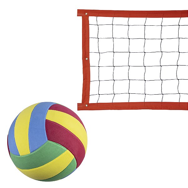 Kit Rede de Vôlei com Bola Evo Sports 7 metros Laranja