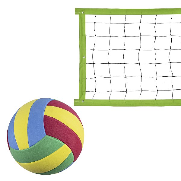 Kit Rede de Vôlei com Bola Evo Sports 8 metros Verde