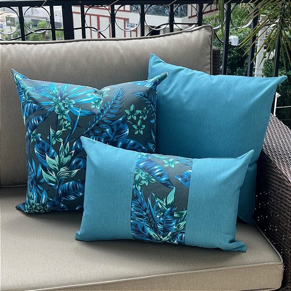 Kit Impermeável Floral Azul Celeste e Chumbo