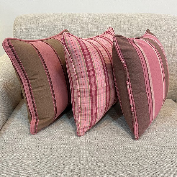 Kit 3 Capas Listra Cáqui e Rosa Blush