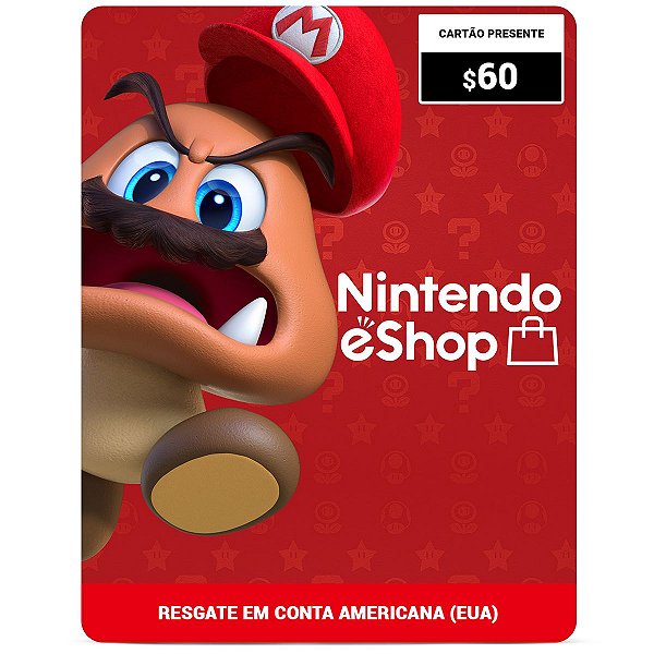 Cartão Nintendo Switch 3ds Wii U Eshop Brasil R$ 200 Reais