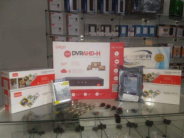 KIT CFTV ÍPEGA COMPLETO C/ DVR 5 MP