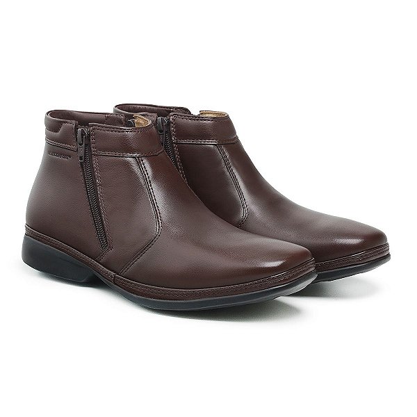 Botina Masculina De Couro Legitimo Ultra Comfort - 46106 Dark Brown