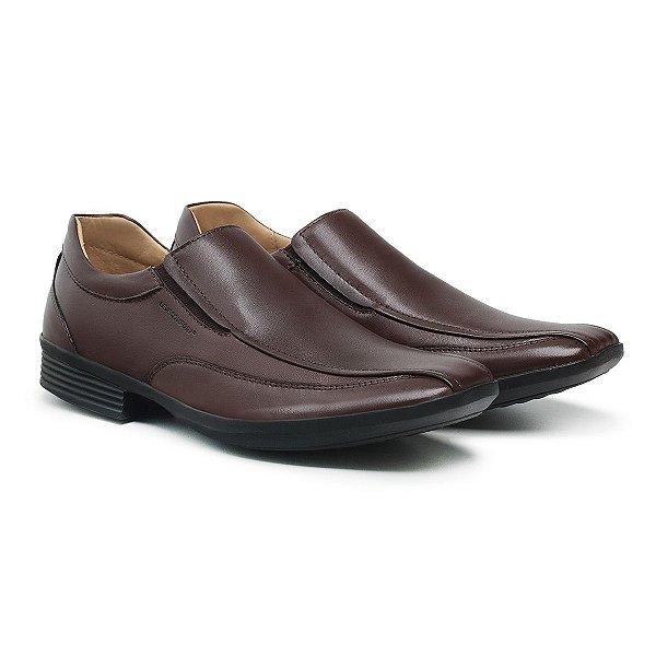 Sapato Social Masculino De Couro Legitimo Urano - 45502 Dark Brown