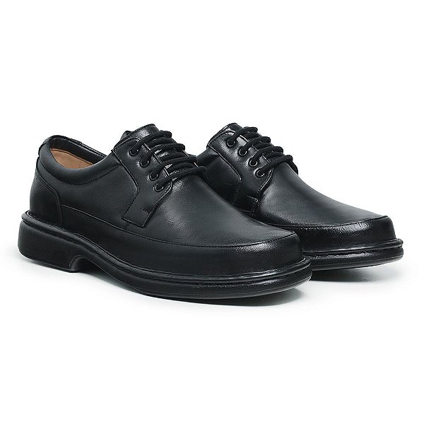 Sapato Masculino De Couro Legítimo Comfort Plus - 2008 Preto