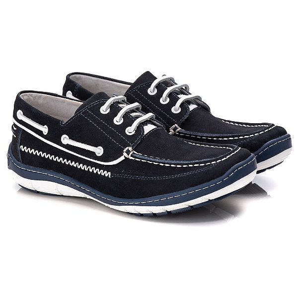 Dockside Masculino De Couro Legitimo Comfort Shoes - 7500 AZUL