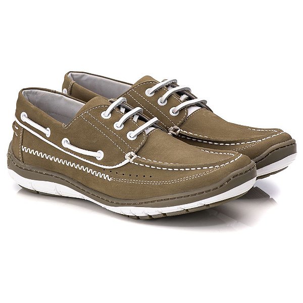 Dockside Masculino De Couro Legitimo Comfort Shoes - 7500 Cinza