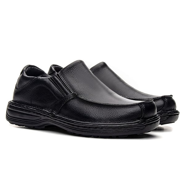 Sapato Masculino De Couro Legítimo Pro Alívio - 8100 Preto