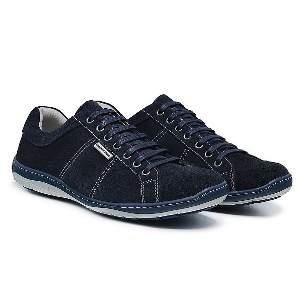 Sapatênis Masculino De Couro Legitimo Comfort Shoes - 4004 Azul
