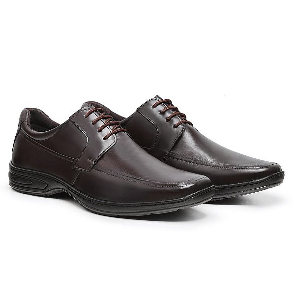 Sapato Masculino de Couro Legítimo Comfort Shoes - 716 Café