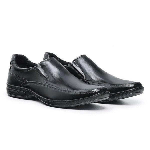 Sapato Masculino de Couro Legítimo Comfort Shoes - 4024- Preto
