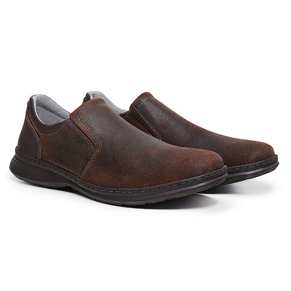 Sapato Masculino de Couro Legítimo Comfort Shoes - 6040 Café - Comfort Shoes