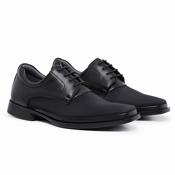 Sapato Masculino Joanete em Couro/Neoprene - 2020 Preto