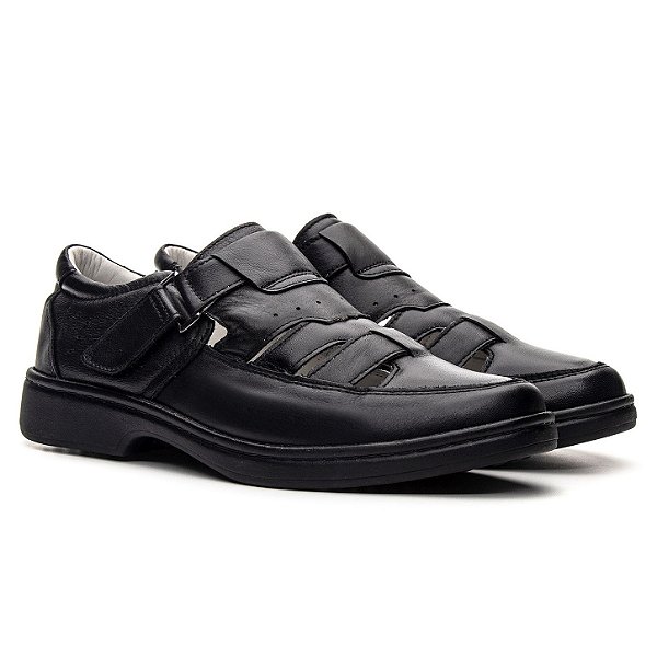 Sandália Masculina De Couro Legítimo Comfort Shoes - 6070