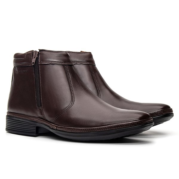 Botina Masculina De Couro Legitimo Air Tech - 45906 Dark Brown