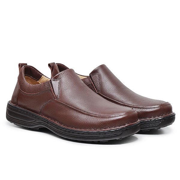 Sapato Masculino De Couro Legítimo Comfort Shoes - 8001 Café - Comfort Shoes