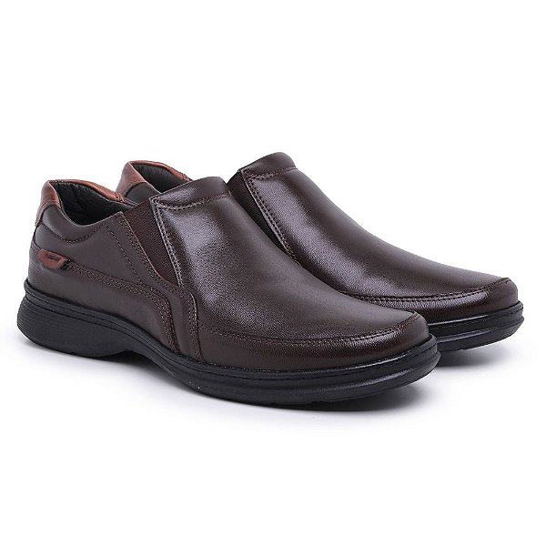 Sapato Masculino de Couro Legítimo Comfort Shoes - Ref.6015 Café