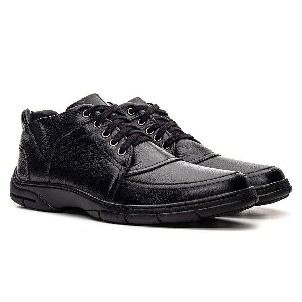 Bota Masculina de Couro Legítimo Comfort Shoes -  1405 Preta
