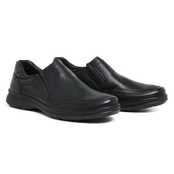 Sapato Masculino de Couro Legítimo Comfort Shoes - 6021 Preto