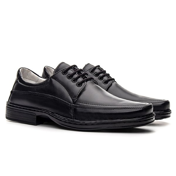 Sapato Masculino De Couro Legítimo Comfort - 001S Preto