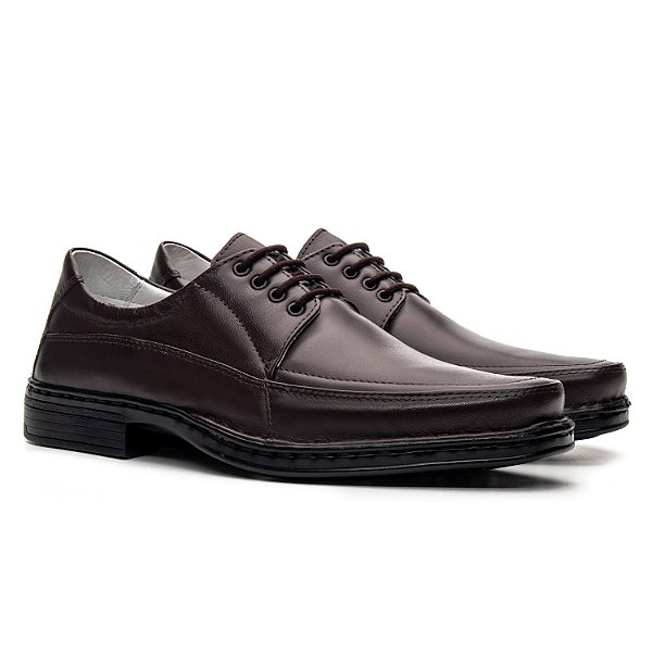 Sapato Masculino De Couro Legítimo Comfort - 001S Café