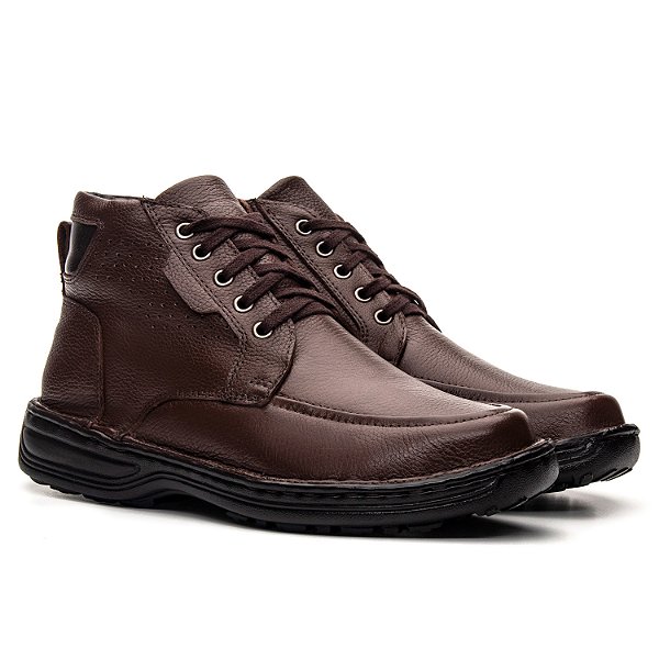 Bota Masculina De Couro Legitimo Comfort Shoes - CS83 Café