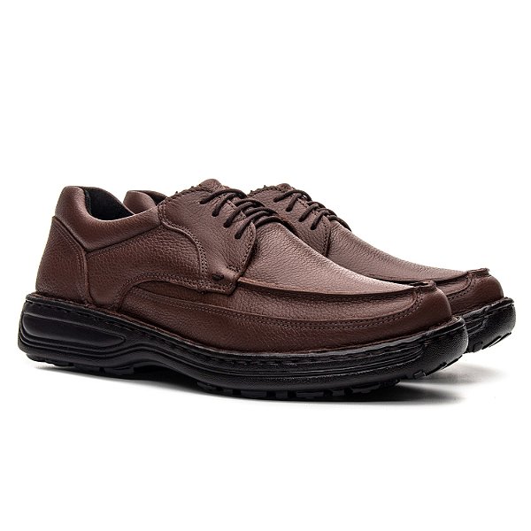 Sapato Masculino De Couro Legitimo Comfort Shoes - CS82 Café