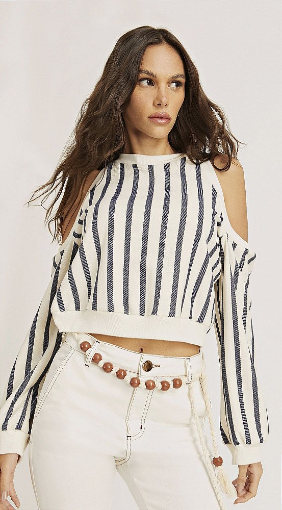 BLUSA DECOTE REDONDO LISTRADA