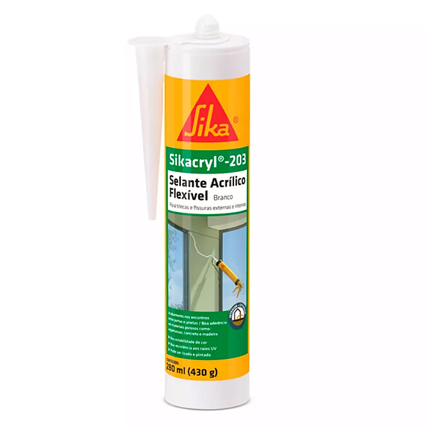Selante acrílico flexível para tratamento de trincas e fissuras - Sikacryl-203 Branco