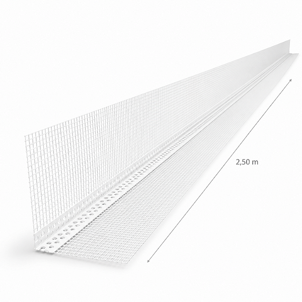 Cantoneira PVC com Tela Álcali Resistente 2,50m para Reforço de Quinas