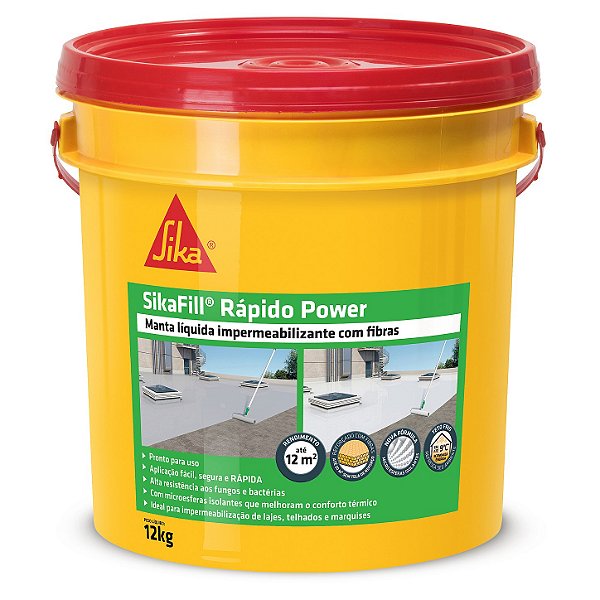 SikaFill® Rápido Power 12kg | Manta Líquida Impermeabilizante para Lajes e Telhados Cinza