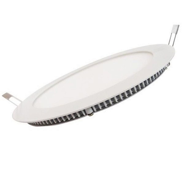 Luminária De Led Plafon 18w Redondo de Embutir Branca Quente 3500k Bivolt Slim Gesso Teto 21.5cmx1.3cmx21.5cm