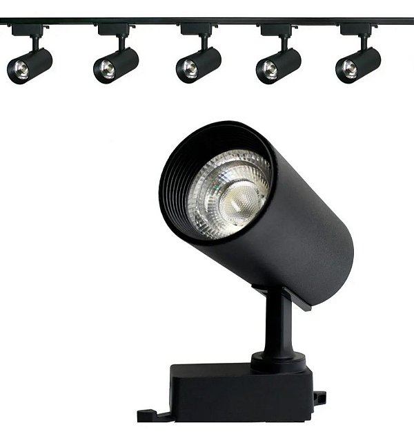 Kit Trilho Eletrificado 1.5 Metro + 5 Spots Led 15w Preto BQ 3000K Bivolt