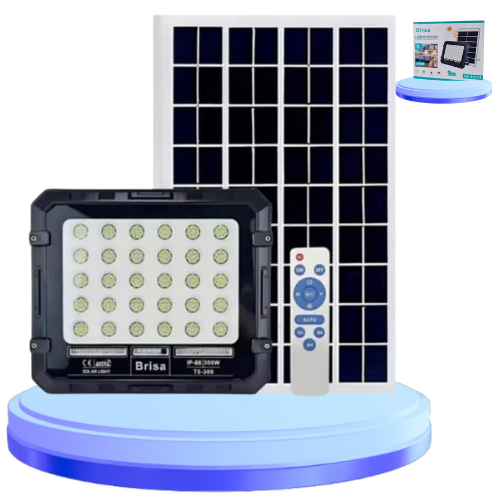 Refletor Holofote Led Solar 300W Com Placa Com Controle IP66 Frio Prova D água Brisa