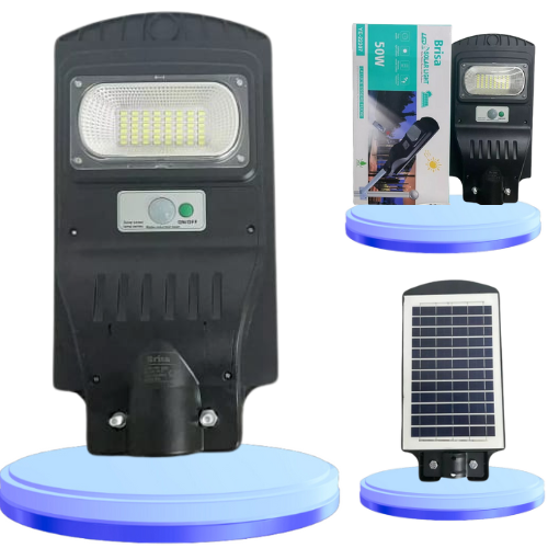 Luminária Solar Led 50W Pública Rua Poste Prova D'água Com Sensor embutido Luz Branca Frio