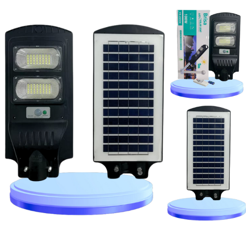 Luminária Solar Led 100W Pública Rua Poste Prova D'água Com Sensor embutido Luz Branca Frio