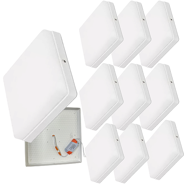 Kit 10 Plafon Led Borda Infinita 50W Quadrado SOBREPOR 30x30cm Bivolt 110v-220v Frio 6500K