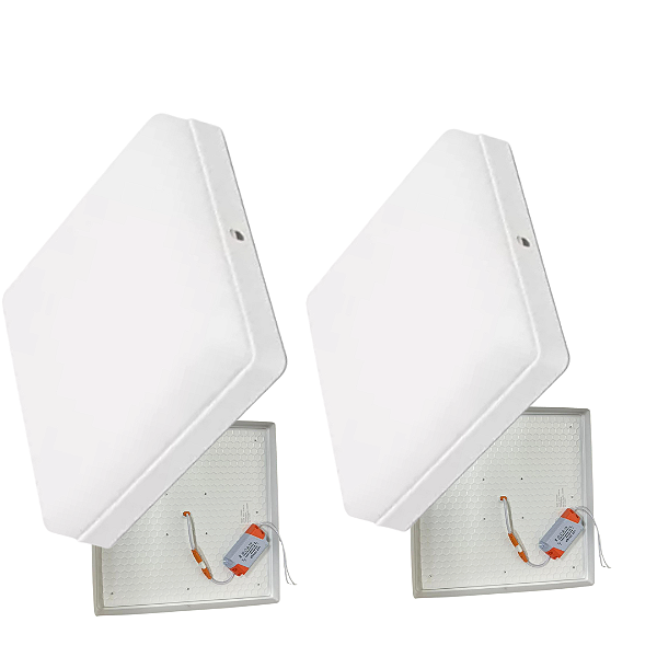 Kit 2 Plafon Led Borda Infinita 50W Quadrado SOBREPOR 30x30cm Bivolt 110v-220v Neutro 4000K
