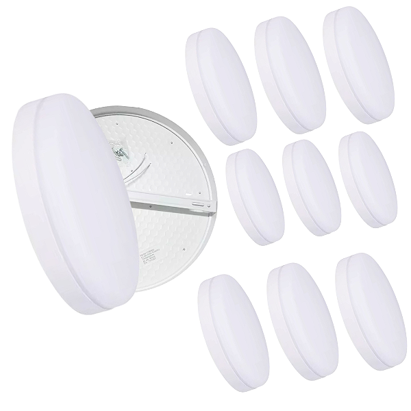 Kit 10 Plafon Led Borda Infinita 50W Redondo SOBREPOR 30x30cm Bivolt 110v-220v Branco Frio 6500K
