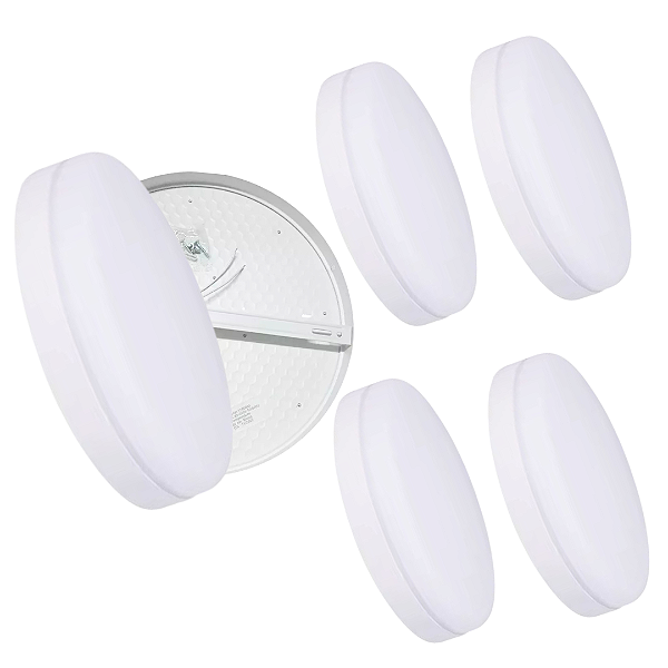Kit 5 Plafon Led Borda Infinita 50W Redondo SOBREPOR 30x30cm Bivolt 110v-220v Branco Frio 6500K