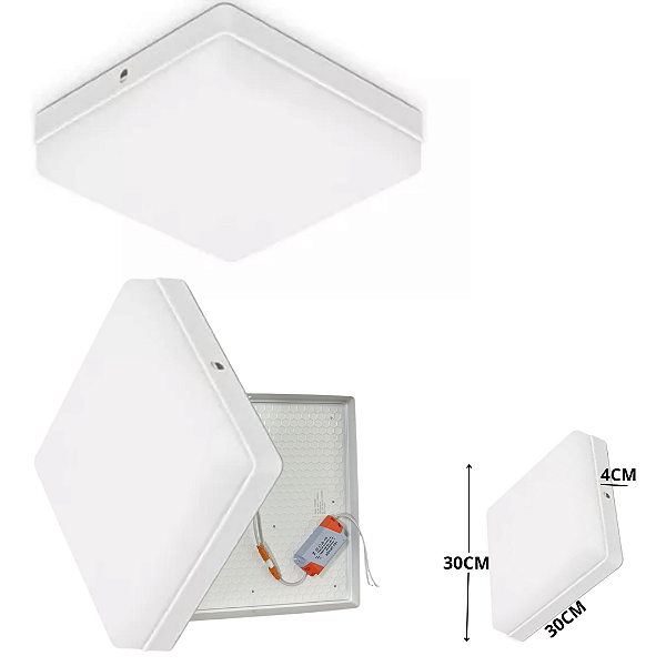 Plafon Led Borda Infinita 50w Sobrepor Quadrado  30cmx30cm Bivolt 100v-220v Neutro 4000k
