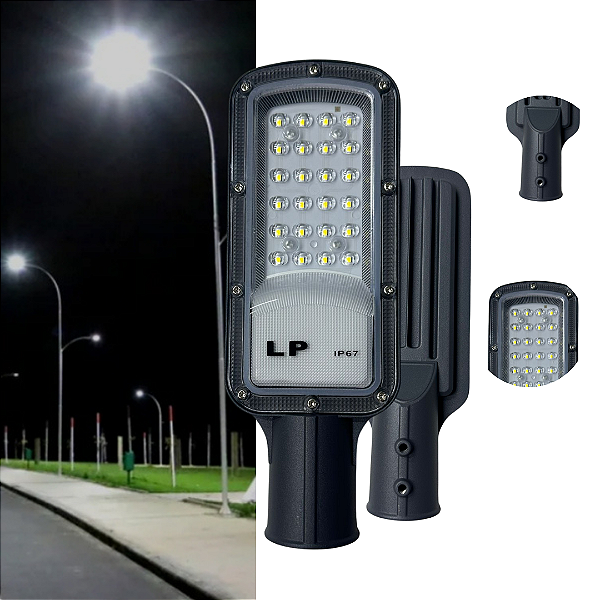 Luminária Led Pública Smd 50w 75% Bf IP67 Lp Cinza Branco frio 6500k